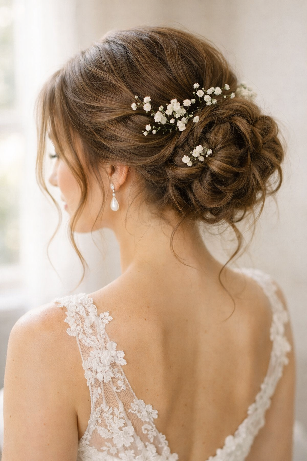 Elegant bridal updo styling
