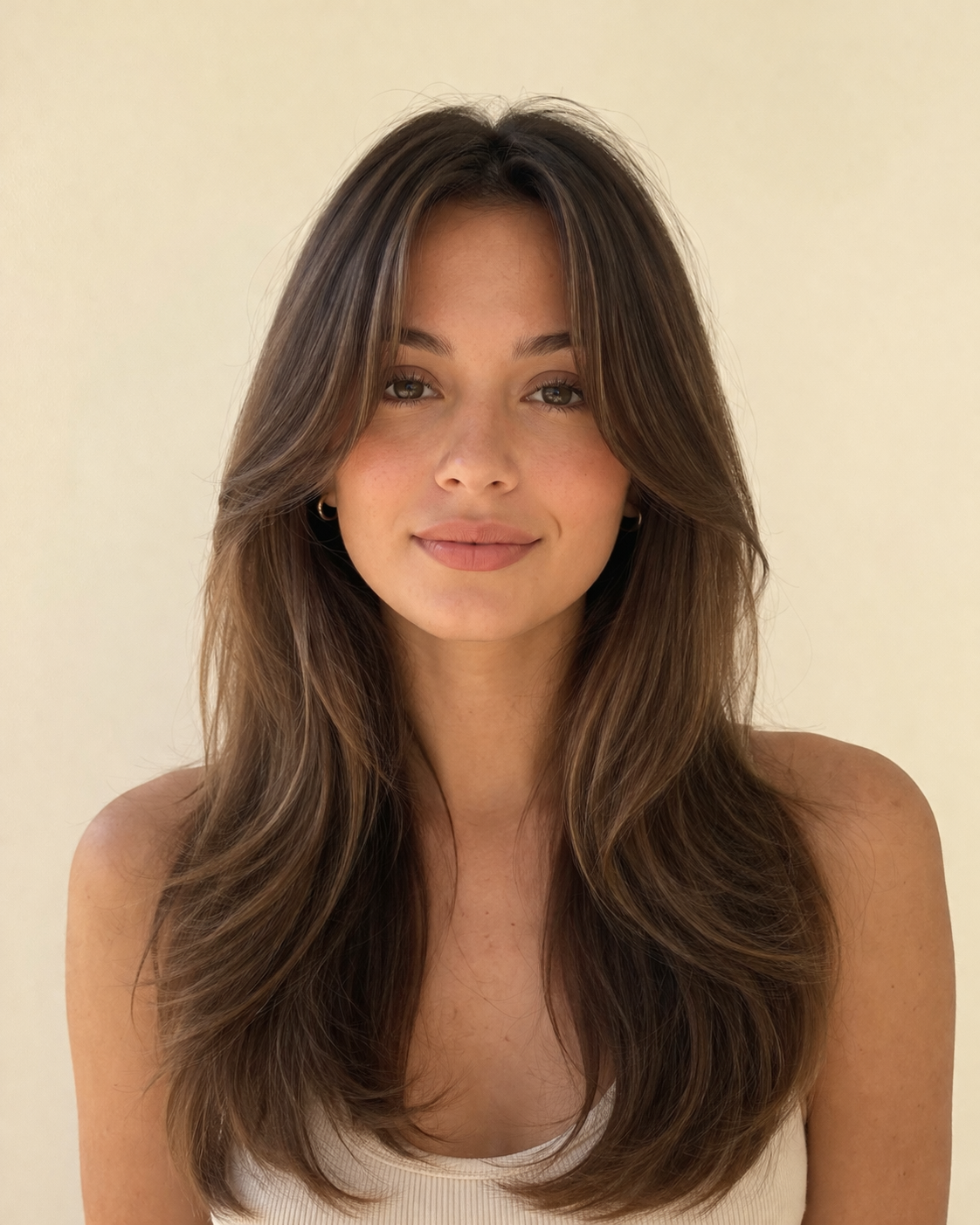 Curtain bangs cut and styled