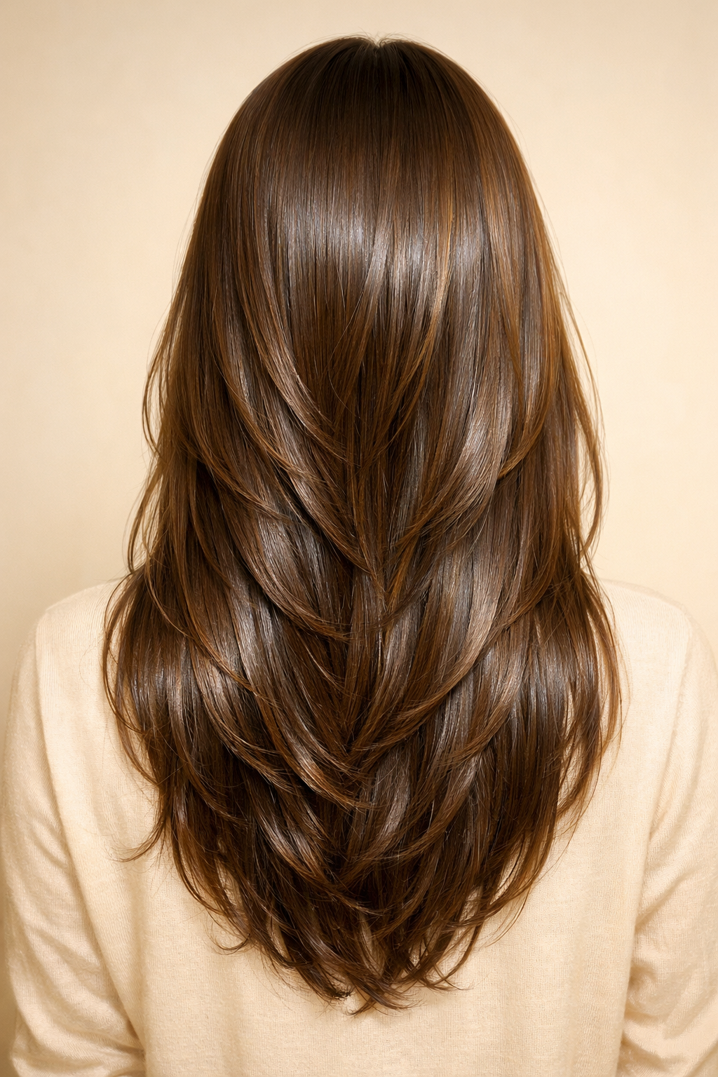 Long layered haircut finish